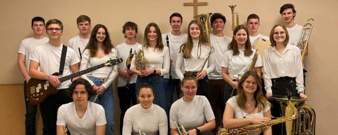 Die Gruppe der Bläser am THG.