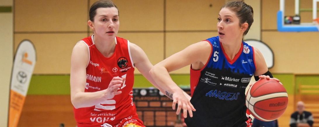 Nördlingens Laken James (hier gegen Osnabrücks Aldona Morawiec) im Playoff-Modus: wenn das Eigner Angels-Team sich an der 28-jährigen US-Amerikanerin ein Beispiel nimmt, kann der Sieg in Osnabrück etwas werden.