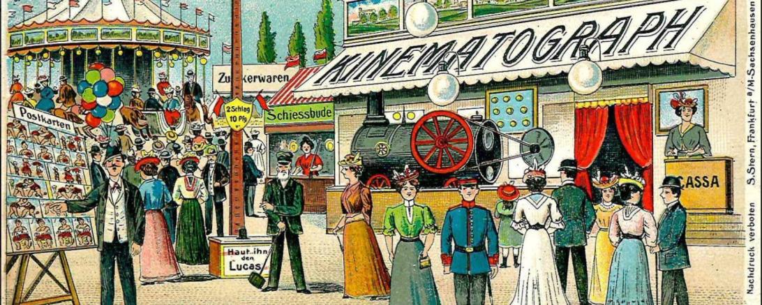 Ansichtskarte eines Kinematographen, 1900.