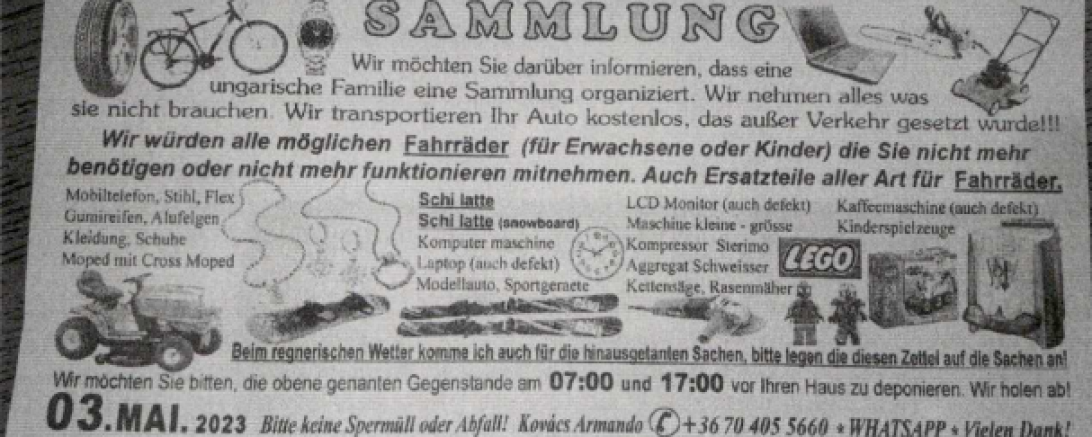 Der Abfallwirtschaftsverband Nördlingen warnt von unzulässigen Straßensammlungen. 