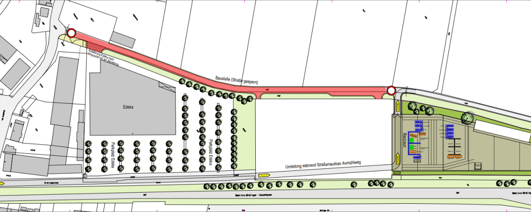 Straßenausbau Aumühlweg Nördlingen - Umleitung - Mai 2023