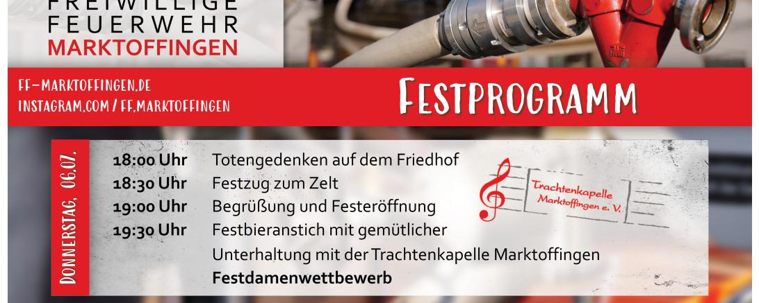 Festprogramm Feuerwehr Marktoffingen Anfang Juli.