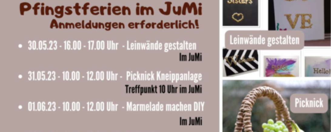 Das Programm der JuMi in den Pfingstferien.