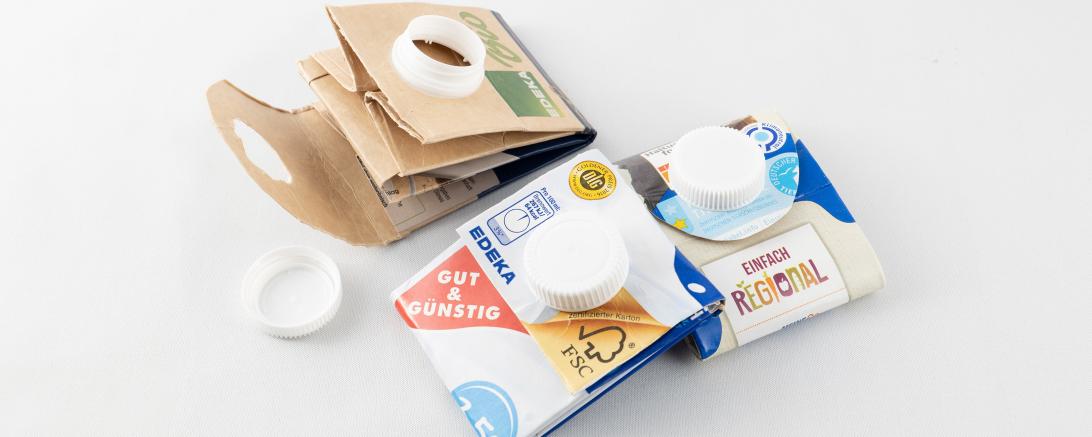 Geldbeutel aus Milchkartons. 