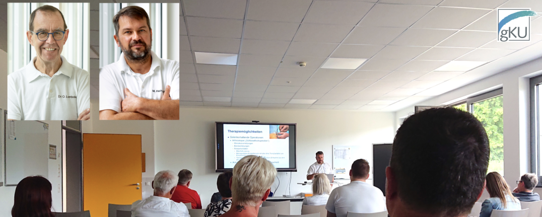 Die leitenden Oberärzte Dr. Oliver Lembcke und Dr. Markus Heinrich informierten interessierte Besucher über Behandlungsmöglichkeiten bei Knieproblemen.