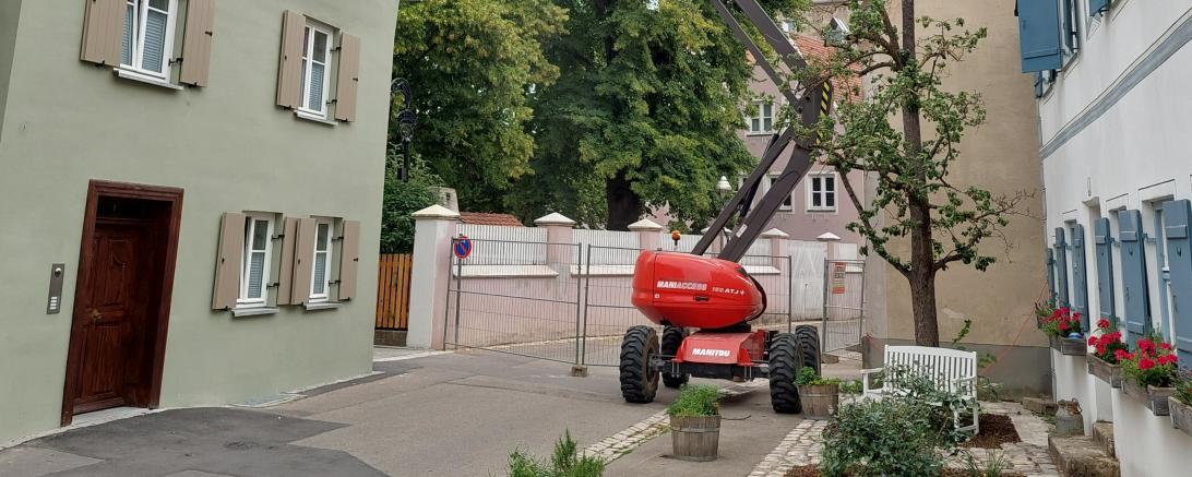 Sperrung der Turmgasse in Nördlingen