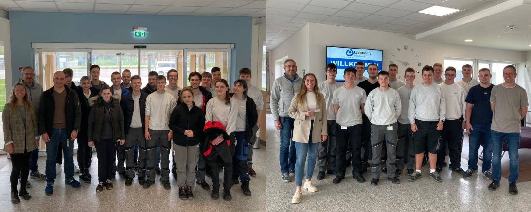Die Teilnehmenden Valeo-Azubis und ihre Ausbilder sowie Werkstattleiter Thomas Mayer (erstes Bild zweiter von links). 
