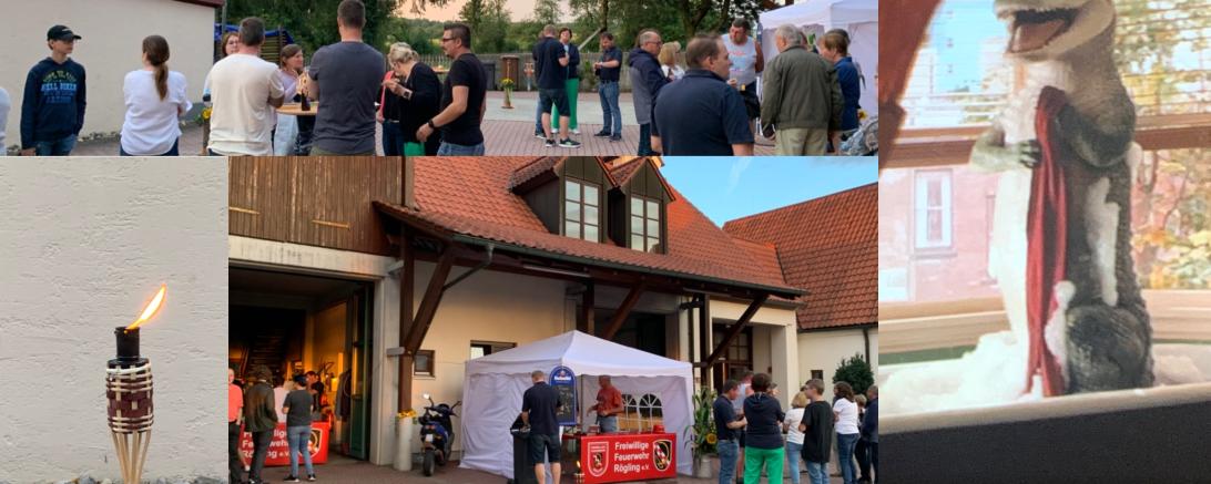 Die Collage zeigt Impressionen des 3. Open-Air Kino Rögling. 