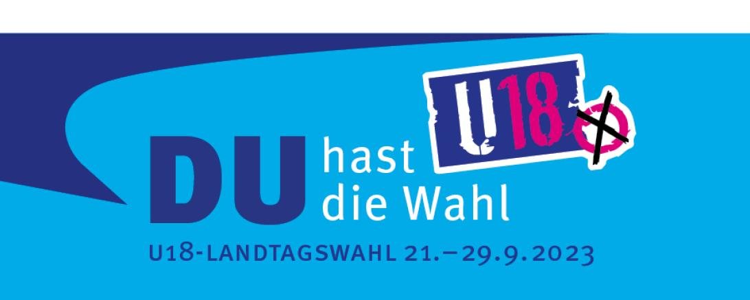 Das Bild zeigt einen Banner der U18-Landtagswahl