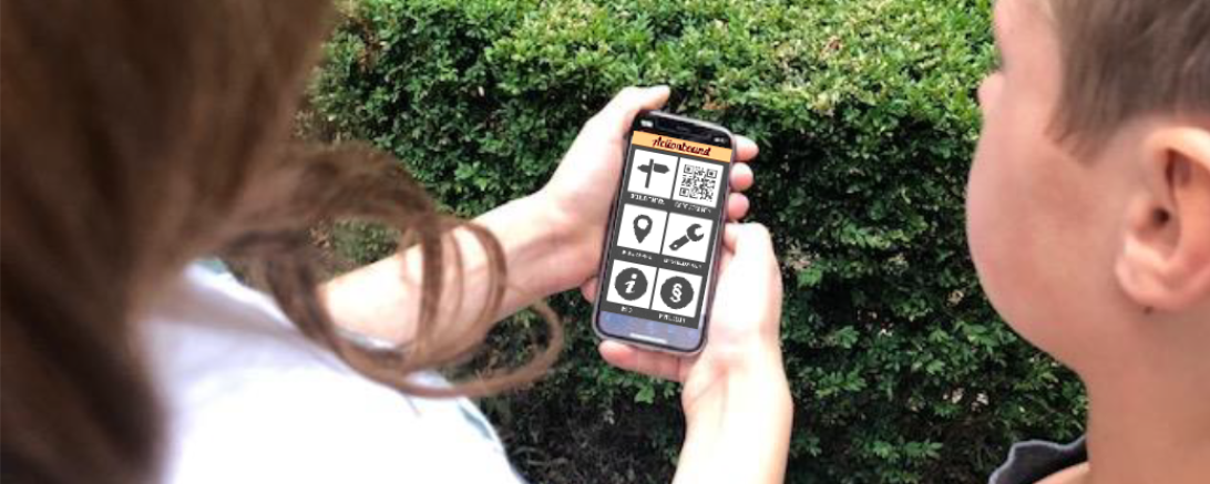 Das Bild zeigt die Actionbound-App.