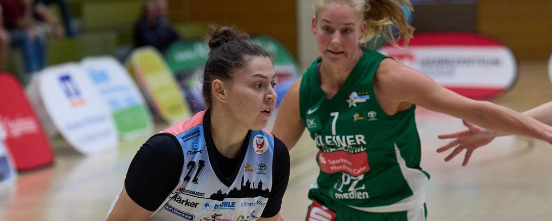 Yuliia Musiienko, hier im Finale des Angels Cup gegen das Team von Ex-Angel Elina Koskimies, soll künftig die Spezialistin für 3-Punkte-Würfe werden.