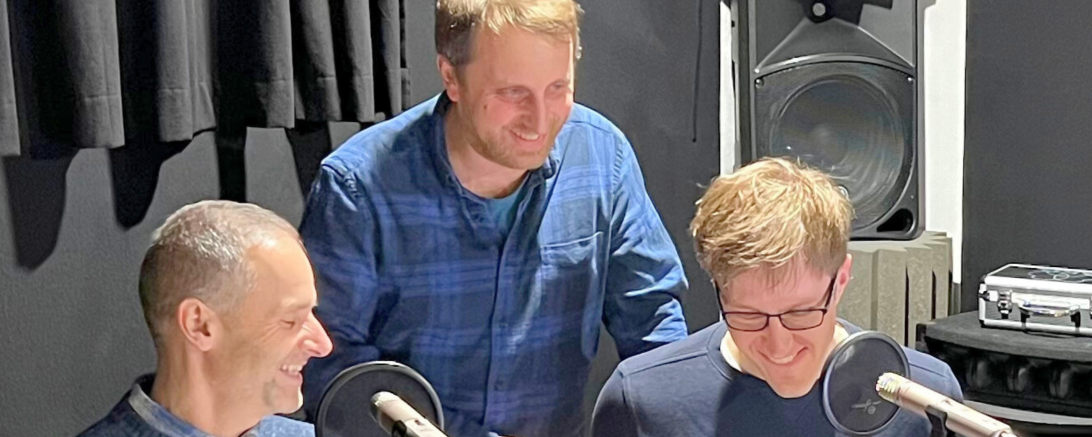 Nico Jilka, Jochen Österlein und Florian Hager im "Cold Water Production" Studio in Huisheim.