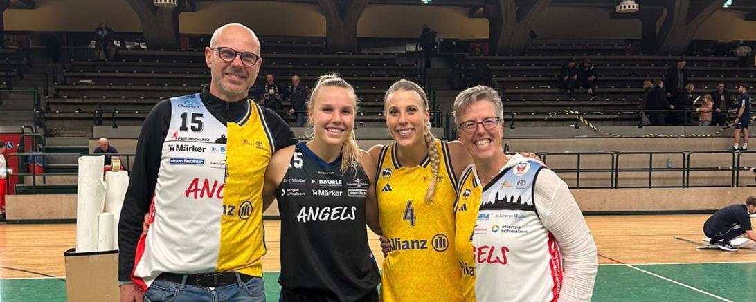 Von links Papa Jörg, dann Lisa und Marie und rechts Mama Stephanie 