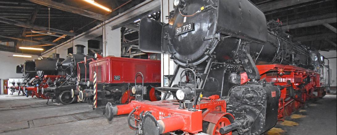 Das Bild zeigt das Bayerische Eisenbahnmuseum.