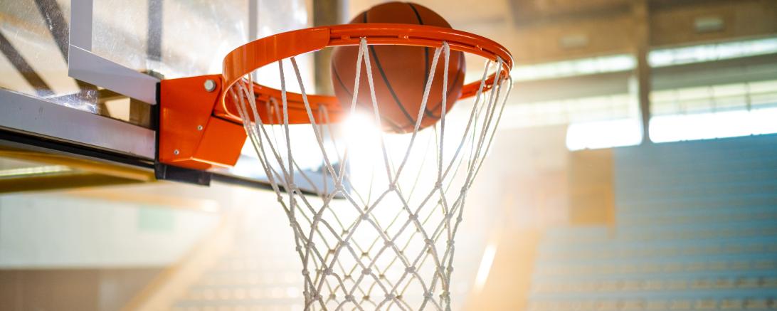 Das Bild zeigt einen Basketballkorb.