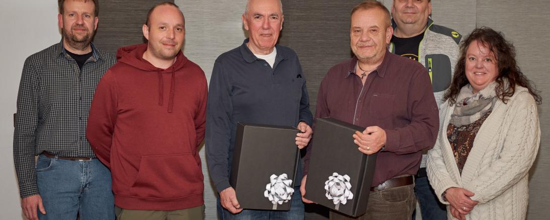 Auf dem Bild zu sehen v.l.n.r. Michael Walter (1. Vorsitzender), Marco Kienzle (Kassierer), Heinrich Seiler (ehem. Kassierer), Thomas Schneid (ehem. Vorstand), Thomas Zeisberger (Schriftführer) und Martina Grimm (2. Vorsitzende).