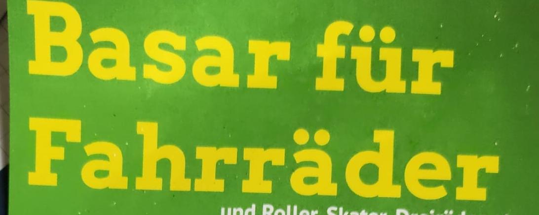 Hier sieht man den Flyer für den Fahrrad-Basar in Harburg.