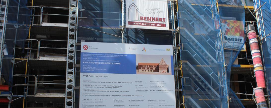 Hier sieht man die Baustelle des Gasthaus Krone