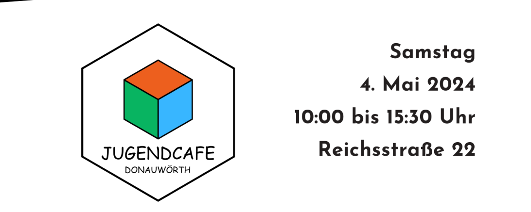 Hier sieht man das Plakat mit Einladung zum Jubiläum des Jugendcafés.