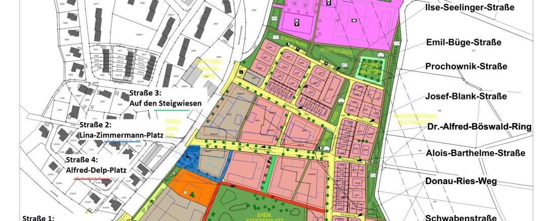 Hier sieht man die Straßennamen des neuen Alfred-Delp-Quartiers.