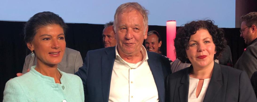 v. l. n. r.: Sahra Wagenknecht, Manfred Seel, Amira Mohamed Ali 