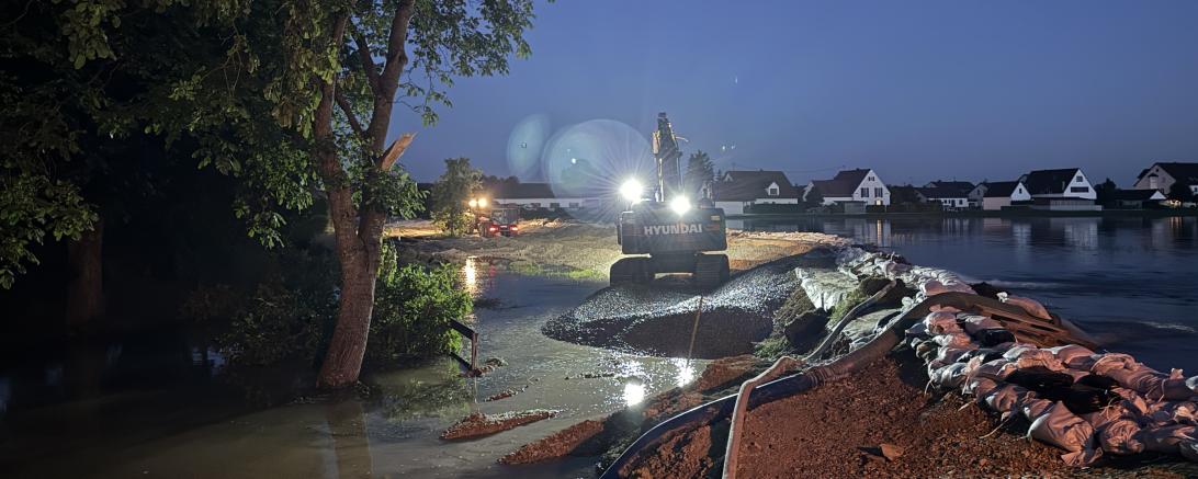 Hochwasser 2024 Nacht Auchsesheim