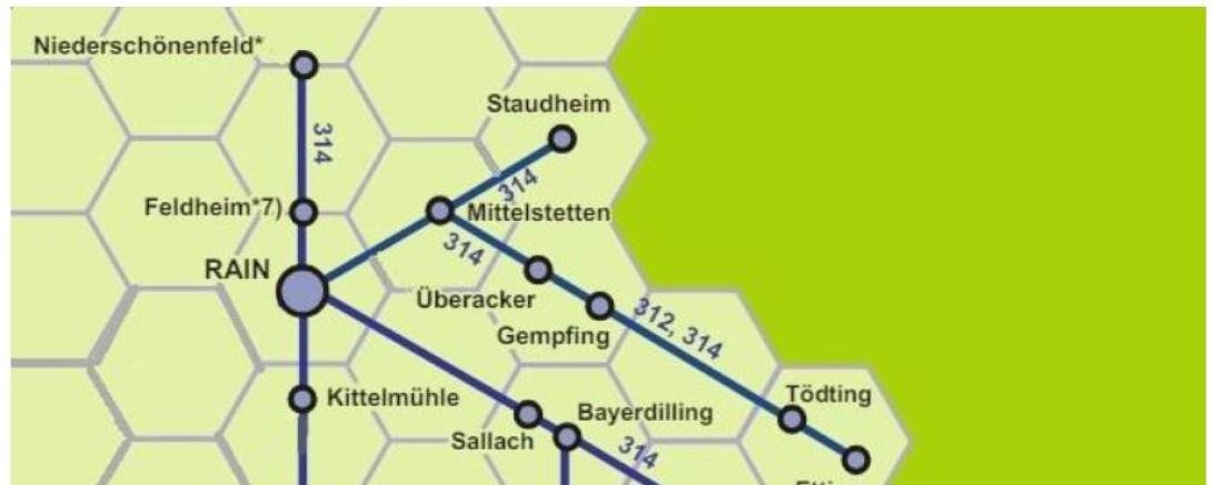 Karte Busverbindung Egenberger