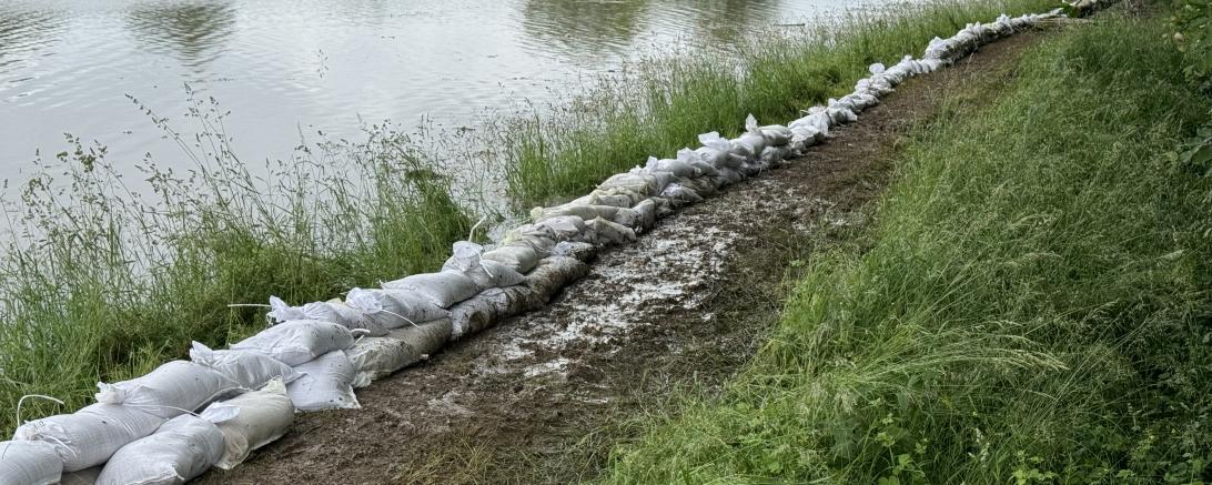 Dammsicherung Hochwasser 2024 Auchsesheim