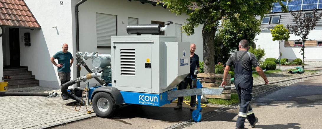 Hochwasser 2024 Auchsesheim Hochleistungspumpen