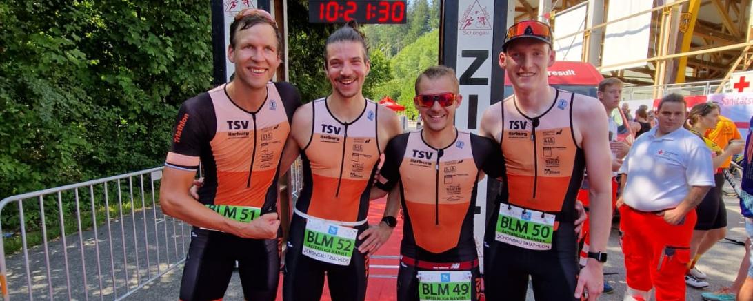 Markus Stang, Lukas Berger, Tobias Ullrich und Jan-Hendrik Trautsch beim Triathlon in Schongau.