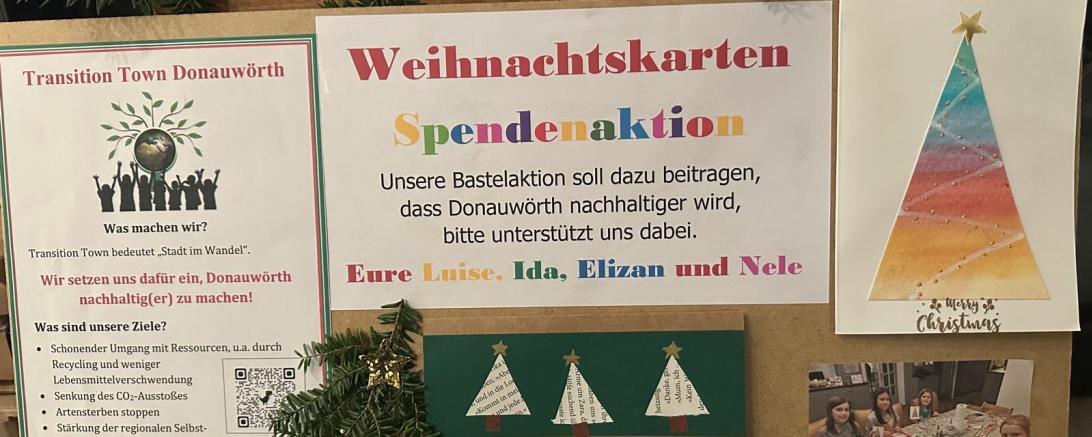Mit selbstgebastelten Weihnachtskarten soll Donauwörth auf das Thema Nachhaltigkeit aufmerksam gemacht werden.