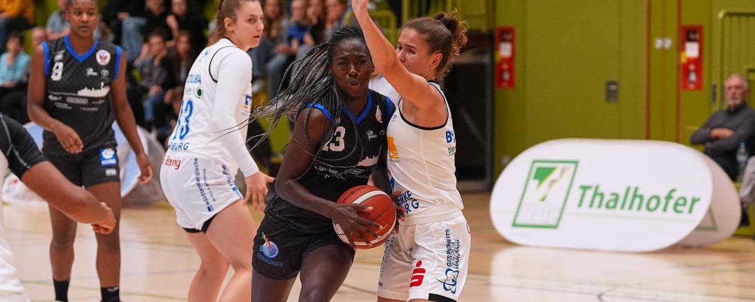 Mariam Haslé-Lagemann, im Vorbereitungsspiel gegen Marburg noch ohne Punkteglück, zeigt in dieser Saison Woche für Woche, wie wichtig sie für das junge Angels-Team ist. 