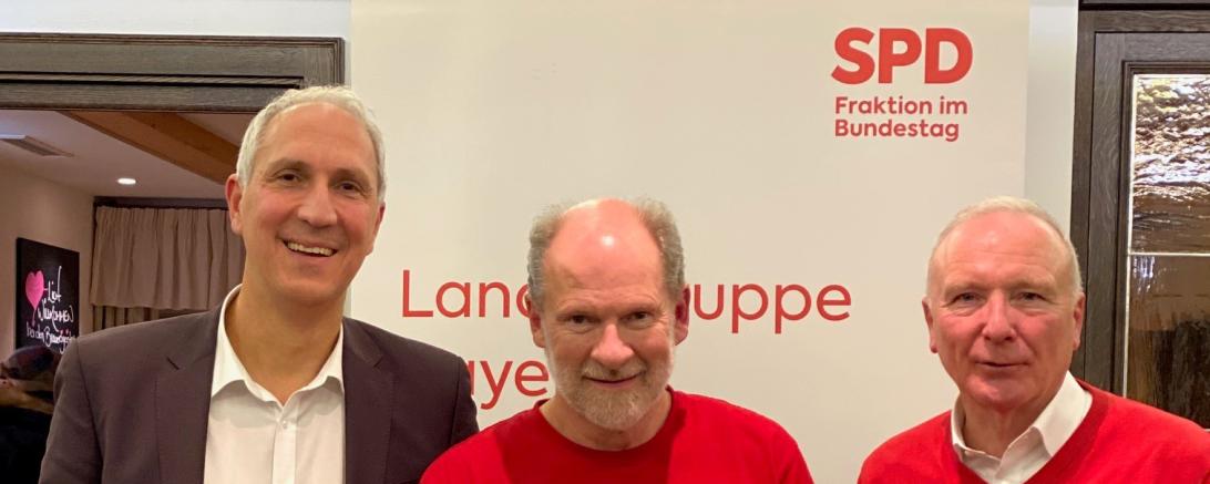 SPD-Bundestagsabgeordneten Christoph Schmid und Bernd Westphal mit DGB-Kreisvorsitzendem Werner Hafner