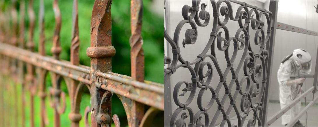 Das alte Geländer (links) im Vergleich zu dem neuen (rechts).