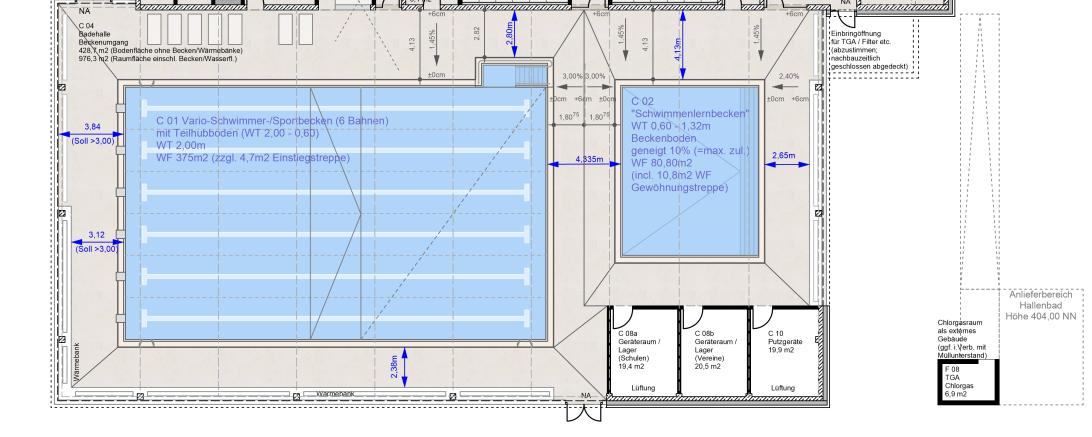 Der Grundriss des neuen Hallenbades in Asbach-Bäumenheim. 