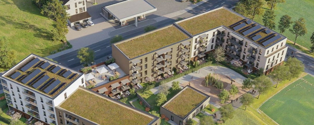 Visualisierung der neuen Wohnanlage "Hoch der Donau" in der Donauwörther Parkstadt. 