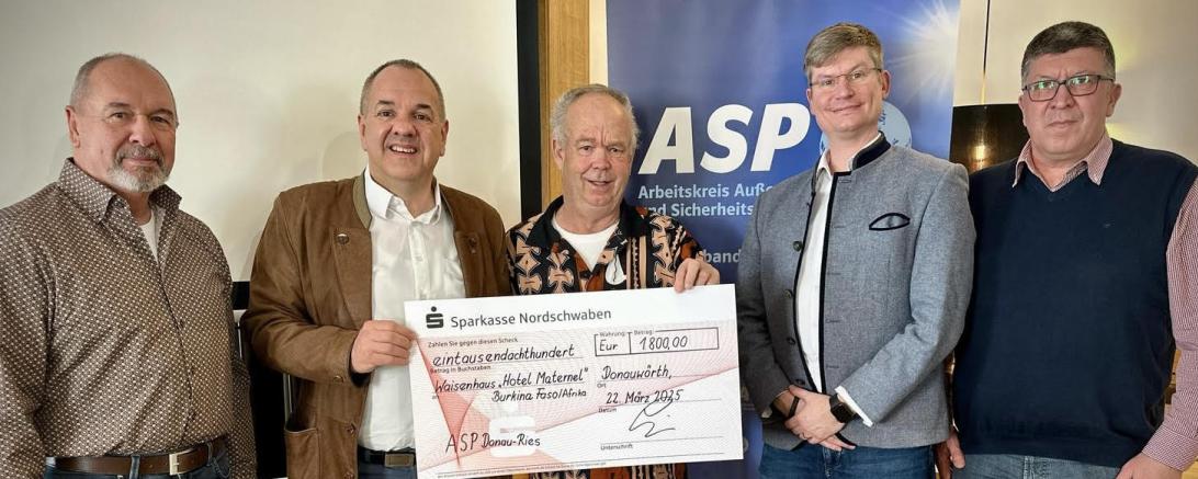 V.l.n.r.: Erich Reichenmeier (Ebermergen), Karl Scherlin (Nördlingen), Josef Keller (Genderkingen), Thomas Stepanski (Vöhringen), Alfred Fischer (Wallerstein), Bildquelle: ASP Donau-Ries