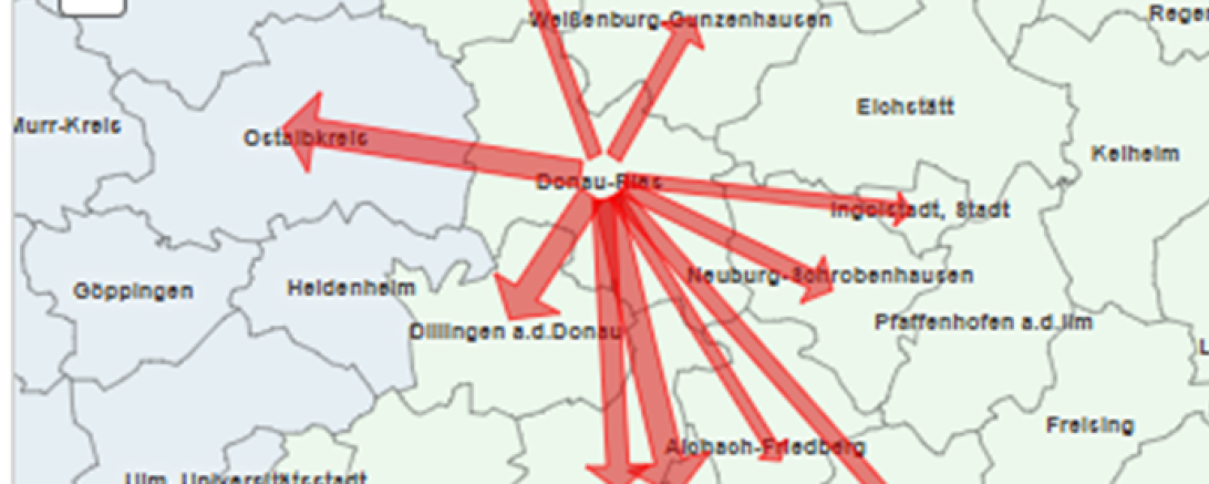 Auspendlerströme Donau-Ries.