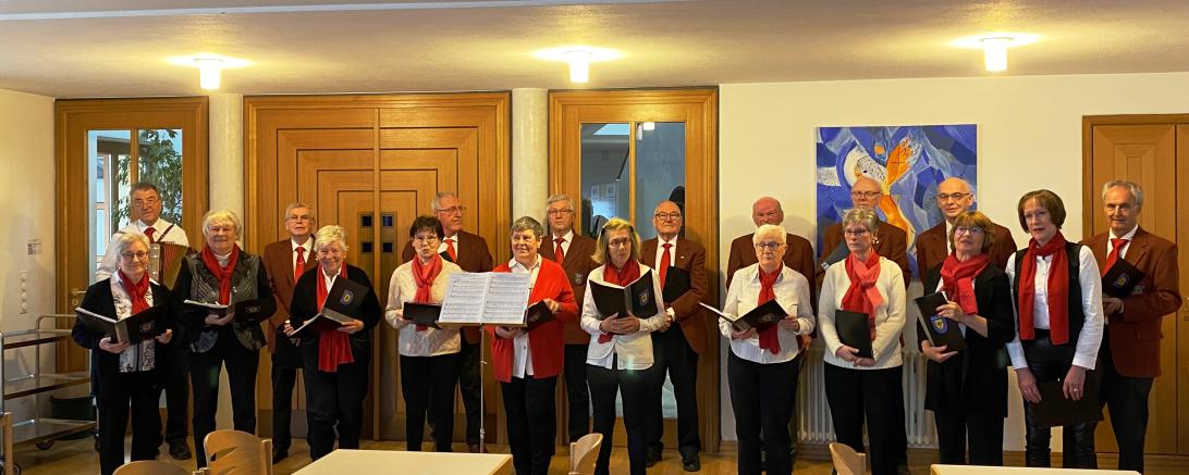 Der gastgebende Chor "Gesangverein Harmonie 1856 Donauwörth" bei seinem Liedbeitrag.