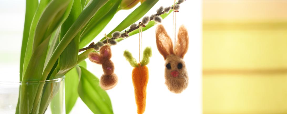 Osterdeko aus Wolle gefilzt.