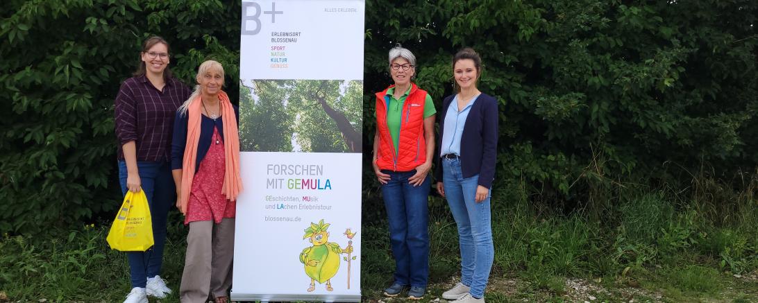 Das sind die kreativen Köpfe hinter der Rucksackerlebnistour mit dem Waldgeistlein Gemula in Blossenau: Natalie Münsinger, Eva Maria Kirschner, Eva Münsinger, Tanja Rößner (v.l.n.r).
