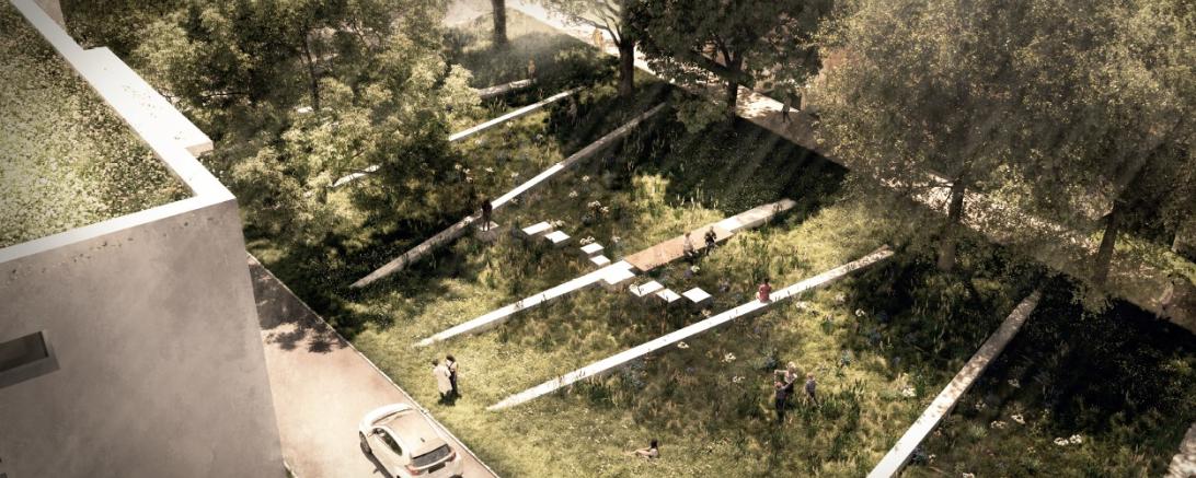 Im Alfred-Delp-Quartier sind Grünflächen geplant, die zugleich der Regenwasserrückhaltung und Aufenthaltsqualität dienen sollen. 