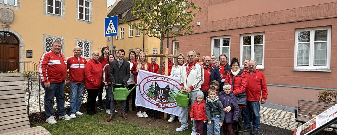 Oberbürgermeister David Wittner dankte dem FC Bayern München Fanclub „Red Wood Cats e.V.“ für die Spende und das Engagement: „Die Pflanzung dieses Baumes ist ein schönes Zeichen der Verbundenheit – mit unserer Stadt, mit der Natur und mit Gerd Müller. Ich danke dem FC Bayern München Fanclub ‚Red Wood Cats e.V.‘ Otting herzlich für seine Großzügigkeit.“