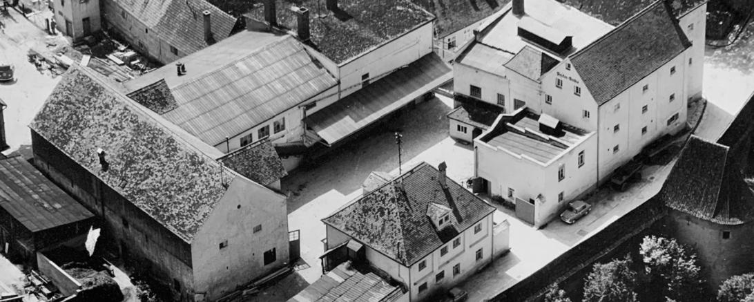 Das Brauerei-Areal auf einer historischen Luftaufnahme.