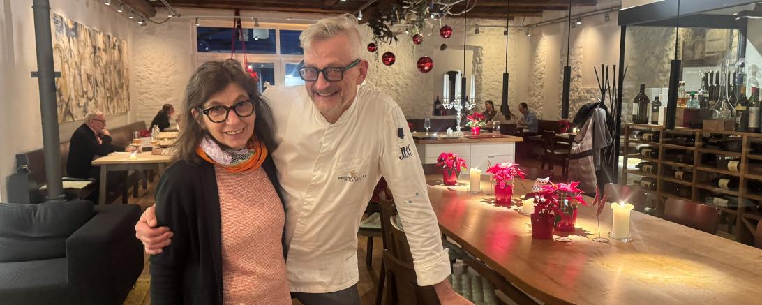 Evelin und Joachim Kaiser in ihrem Restaurant auf der Marienhöhe. 