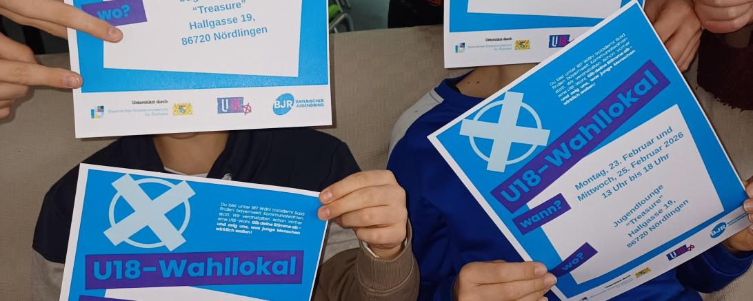 In Nördlingen findet die U18-Wahl an zwei Terminen statt: Montag, 23. Februar, und Mittwoch, 25. Februar 2026, jeweils von 13.00 bis 18.00 Uhr. 