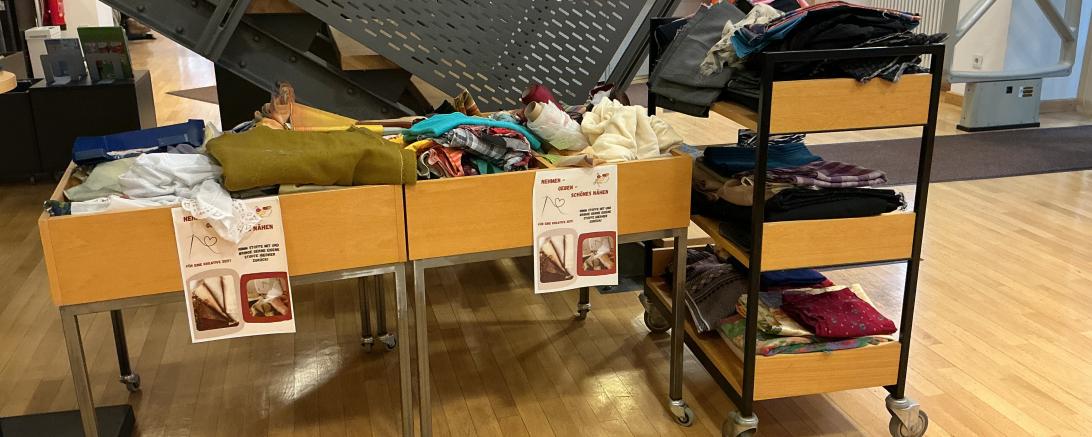 Keine neuen Stoffannahmen bei der Stoff-Tauschbörse.