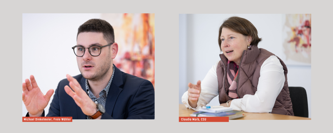 Michael Dinkelmeier (Freie Wähler) und Claudia Marb (CSU) treten am 22. März bei der Stichwahl gegeneinander an. 