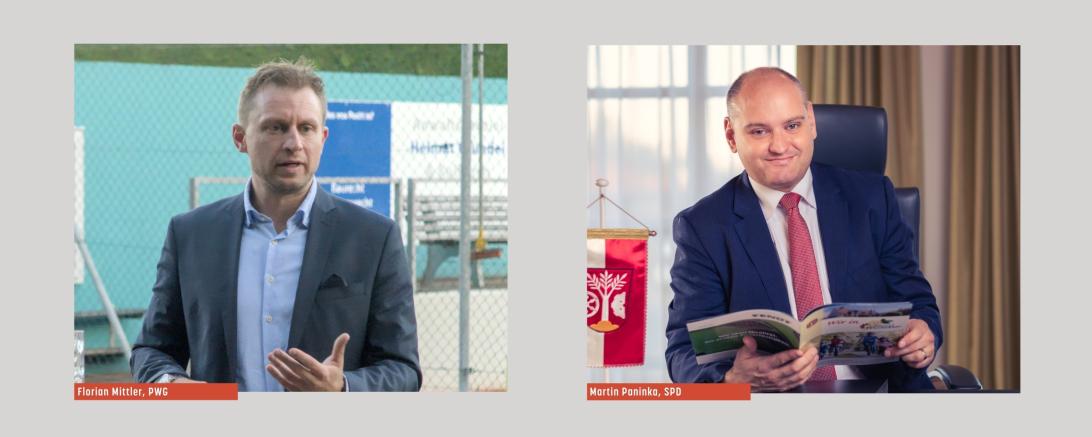 Florian Mittler (links) möchte in Asbach-Bäumenheim Bürgermeister werden. Martin Paninka (rechts) ist seit 2014 im Amt und strebt eine weitere Amtszeit an. 