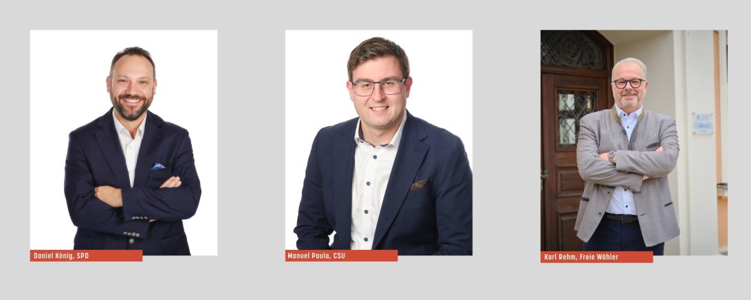 Die Kandidaten (von links): Daniel König (Foto: Foto Atelier Nitsche), Manuel Paula (Foto: privat) und Karl Rehm (Foto: Foto Atelier Nitsche). 